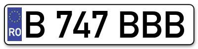 Placuta inmatriculare numar auto  B-747-BBB, B 747 BBB, B747BBB