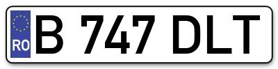 Placuta inmatriculare numar auto  B-747-DLT, B 747 DLT, B747DLT