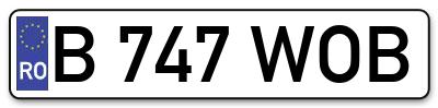 Placuta inmatriculare numar auto  B-747-WOB, B 747 WOB, B747WOB