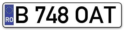 Placuta inmatriculare numar auto  B-748-OAT, B 748 OAT, B748OAT