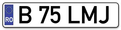 Placuta inmatriculare numar auto  B-75-LMJ, B 75 LMJ, B75LMJ