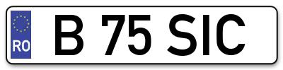 Placuta inmatriculare numar auto  B-75-SIC, B 75 SIC, B75SIC