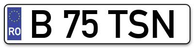Placuta inmatriculare numar auto  B-75-TSN, B 75 TSN, B75TSN