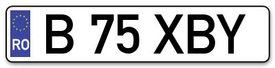 Placuta inmatriculare numar auto  B-75-XBY, B 75 XBY, B75XBY