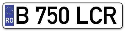 Placuta inmatriculare numar auto  B-750-LCR, B 750 LCR, B750LCR