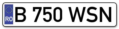 Placuta inmatriculare numar auto  B-750-WSN, B 750 WSN, B750WSN