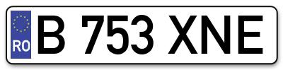 Placuta inmatriculare numar auto  B-753-XNE, B 753 XNE, B753XNE