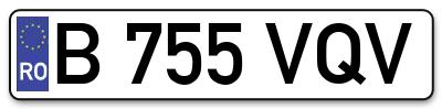 Placuta inmatriculare numar auto  B-755-VQV, B 755 VQV, B755VQV