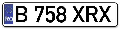 Placuta inmatriculare numar auto  B-758-XRX, B 758 XRX, B758XRX