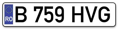 Placuta inmatriculare numar auto  B-759-HVG, B 759 HVG, B759HVG