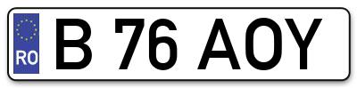 Placuta inmatriculare numar auto  B-76-AOY, B 76 AOY, B76AOY