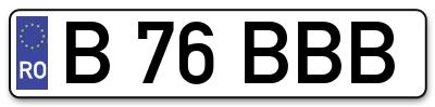 Placuta inmatriculare numar auto  B-76-BBB, B 76 BBB, B76BBB