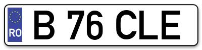 Placuta inmatriculare numar auto  B-76-CLE, B 76 CLE, B76CLE