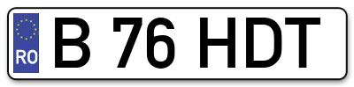 Placuta inmatriculare numar auto  B-76-HDT, B 76 HDT, B76HDT