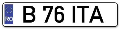 Placuta inmatriculare numar auto  B-76-ITA, B 76 ITA, B76ITA