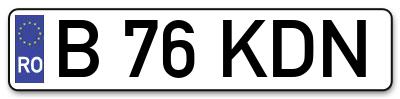Placuta inmatriculare numar auto  B-76-KDN, B 76 KDN, B76KDN