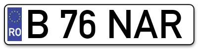 Placuta inmatriculare numar auto  B-76-NAR, B 76 NAR, B76NAR