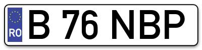 Placuta inmatriculare numar auto  B-76-NBP, B 76 NBP, B76NBP