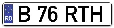 Placuta inmatriculare numar auto  B-76-RTH, B 76 RTH, B76RTH