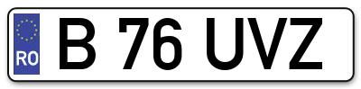 Placuta inmatriculare numar auto  B-76-UVZ, B 76 UVZ, B76UVZ