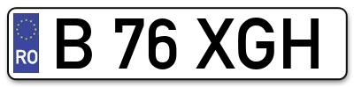 Placuta inmatriculare numar auto  B-76-XGH, B 76 XGH, B76XGH