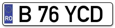 Placuta inmatriculare numar auto  B-76-YCD, B 76 YCD, B76YCD