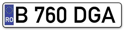 Placuta inmatriculare numar auto  B-760-DGA, B 760 DGA, B760DGA