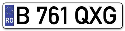 Placuta inmatriculare numar auto  B-761-QXG, B 761 QXG, B761QXG