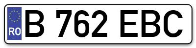 Placuta inmatriculare numar auto  B-762-EBC, B 762 EBC, B762EBC
