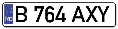 Placuta inmatriculare numar auto  B-764-AXY, B 764 AXY, B764AXY