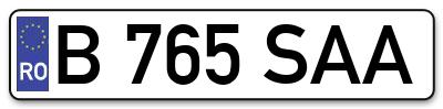 Placuta inmatriculare numar auto  B-765-SAA, B 765 SAA, B765SAA