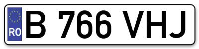 Placuta inmatriculare numar auto  B-766-VHJ, B 766 VHJ, B766VHJ