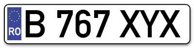 Placuta inmatriculare numar auto  B-767-XYX, B 767 XYX, B767XYX