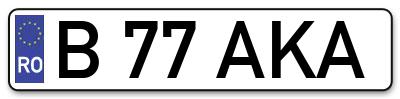 Placuta inmatriculare numar auto  B-77-AKA, B 77 AKA, B77AKA