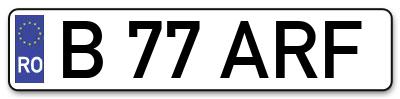 Placuta inmatriculare numar auto  B-77-ARF, B 77 ARF, B77ARF