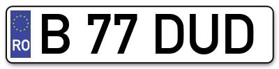 Placuta inmatriculare numar auto  B-77-DUD, B 77 DUD, B77DUD