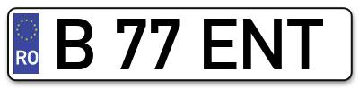 Placuta inmatriculare numar auto  B-77-ENT, B 77 ENT, B77ENT