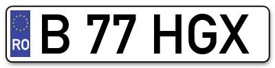 Placuta inmatriculare numar auto  B-77-HGX, B 77 HGX, B77HGX