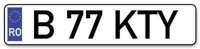 Placuta inmatriculare numar auto  B-77-KTY, B 77 KTY, B77KTY