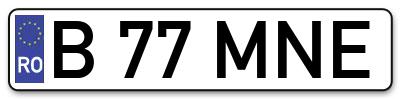 Placuta inmatriculare numar auto  B-77-MNE, B 77 MNE, B77MNE