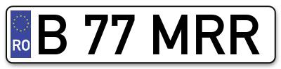 Placuta inmatriculare numar auto  B-77-MRR, B 77 MRR, B77MRR