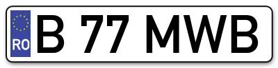 Placuta inmatriculare numar auto  B-77-MWB, B 77 MWB, B77MWB
