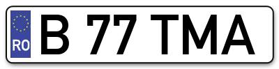Placuta inmatriculare numar auto  B-77-TMA, B 77 TMA, B77TMA