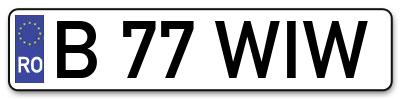 Placuta inmatriculare numar auto  B-77-WIW, B 77 WIW, B77WIW