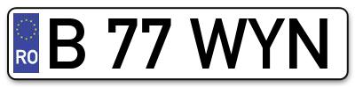 Placuta inmatriculare numar auto  B-77-WYN, B 77 WYN, B77WYN