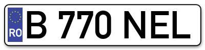 Placuta inmatriculare numar auto  B-770-NEL, B 770 NEL, B770NEL