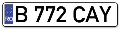 Placuta inmatriculare numar auto  B-772-CAY, B 772 CAY, B772CAY