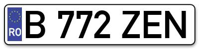 Placuta inmatriculare numar auto  B-772-ZEN, B 772 ZEN, B772ZEN