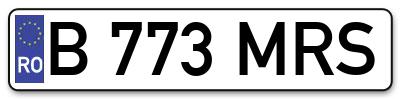 Placuta inmatriculare numar auto  B-773-MRS, B 773 MRS, B773MRS