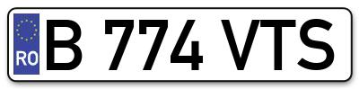 Placuta inmatriculare numar auto  B-774-VTS, B 774 VTS, B774VTS